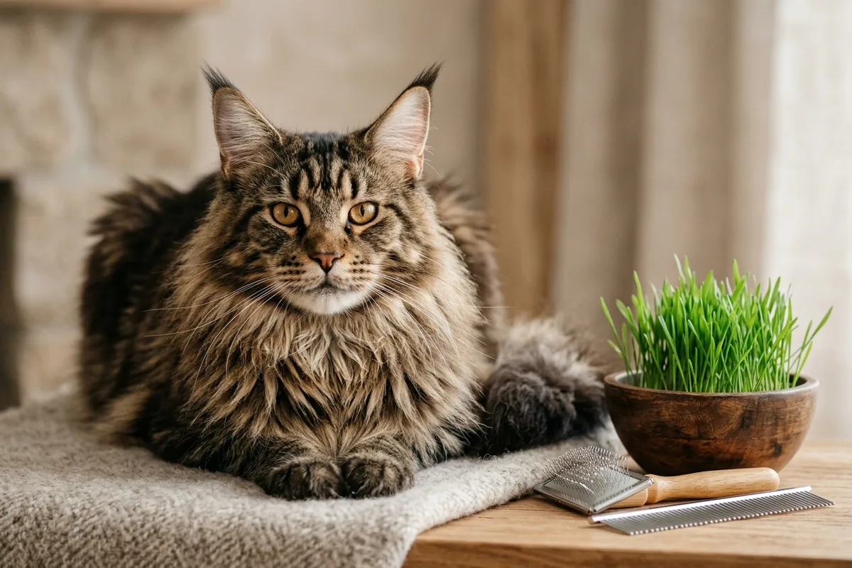 Bolas de Pelo en el Maine Coon: Prevención de Tricobezoares, Fibra y Urgencias