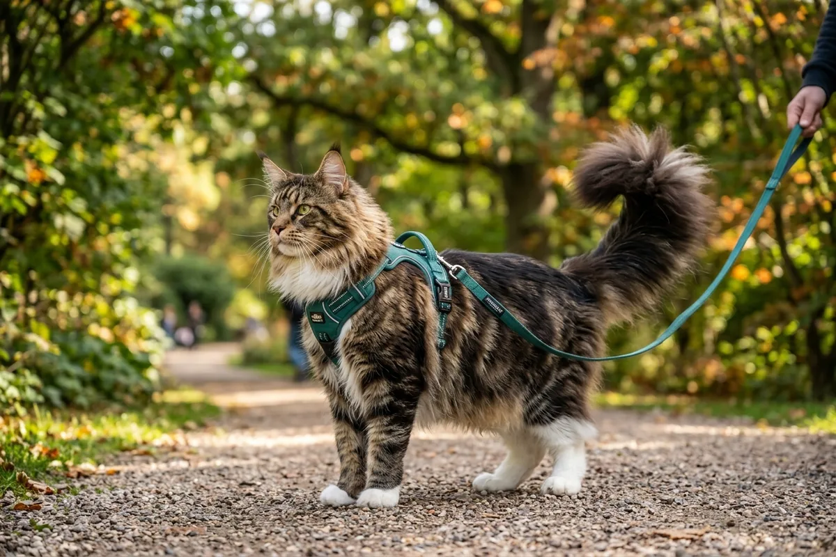 Pasear a un Maine Coon con Arnés: Entrenamiento, Seguridad y Equipamiento para Gatos Gigantes